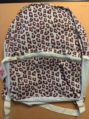 Leopard Print Casual Backpack in Off-White and Brown